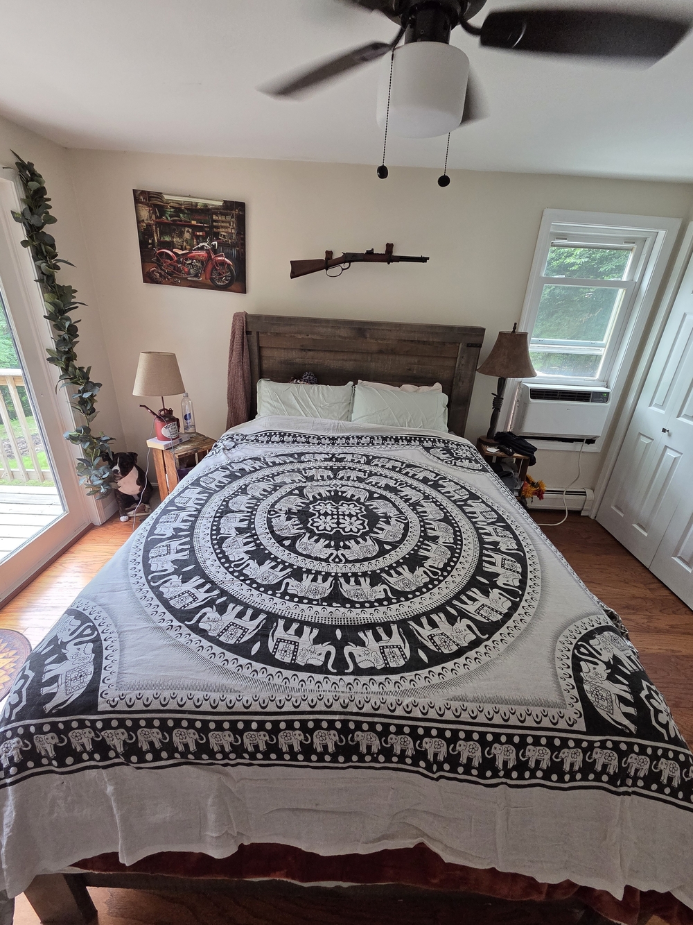Black and White Elephant Mandala Bedding Throw - 3-Piece Set